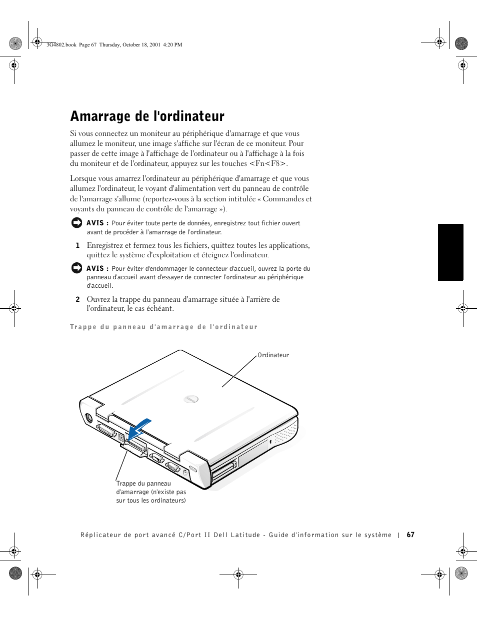 Amarrage de l'ordinateur | Dell C/Port II APR User Manual | Page 69 / 220