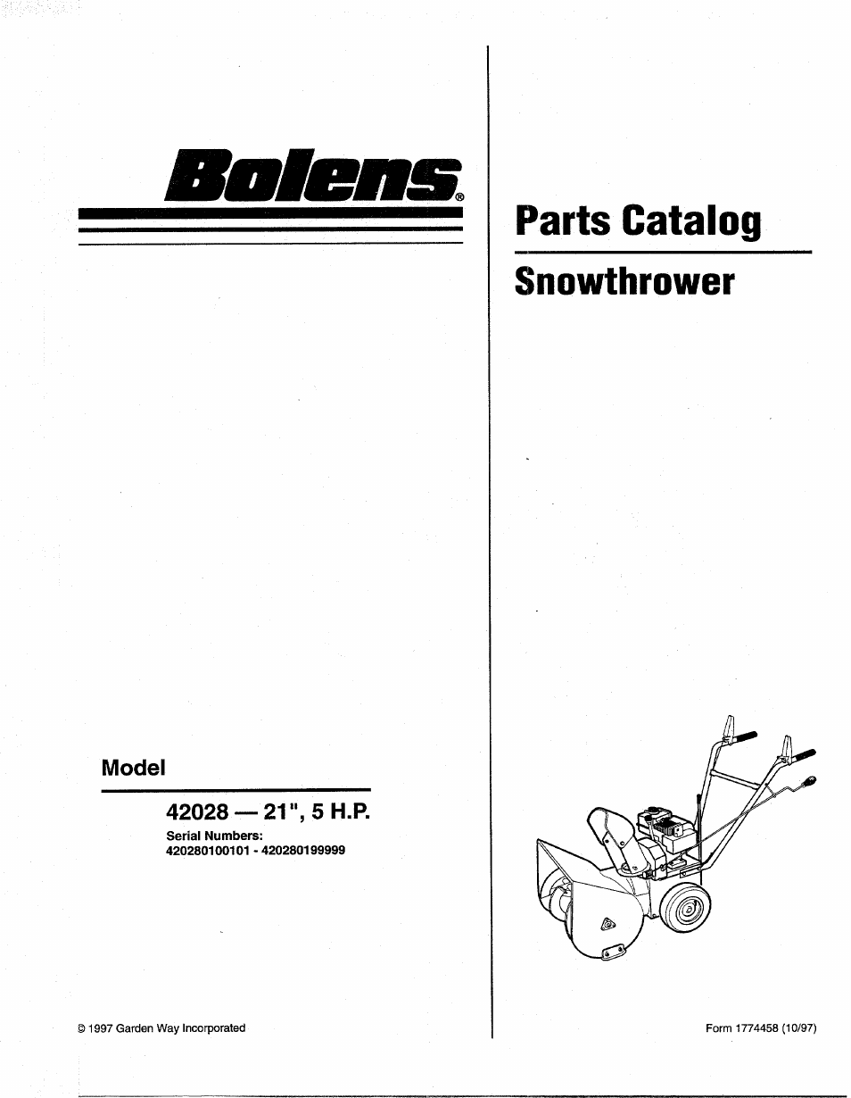 Bolens 42028 User Manual | 8 pages