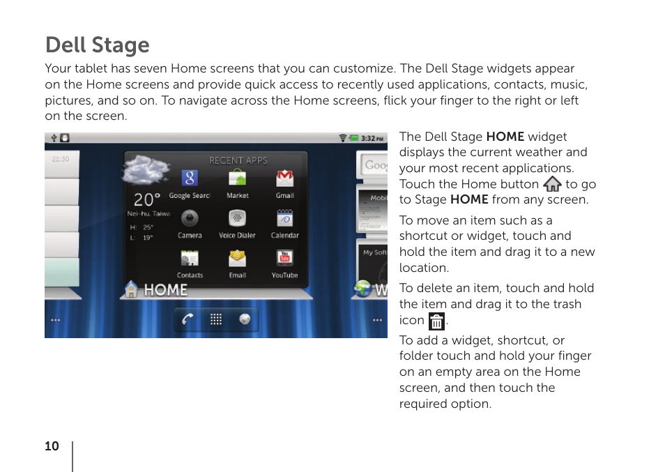 Dell stage | Dell STREAK mobile User Manual | Page 12 / 84