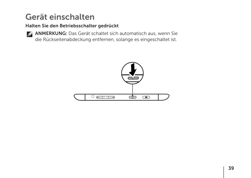 Gerät einschalten | Dell STREAK mobile User Manual | Page 41 / 84