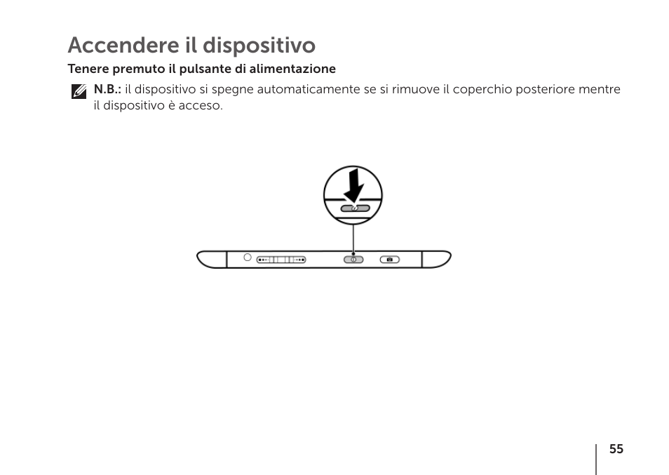 Accendere il dispositivo | Dell STREAK mobile User Manual | Page 57 / 84