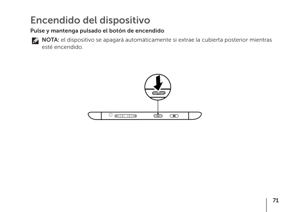 Encendido del dispositivo | Dell STREAK mobile User Manual | Page 73 / 84