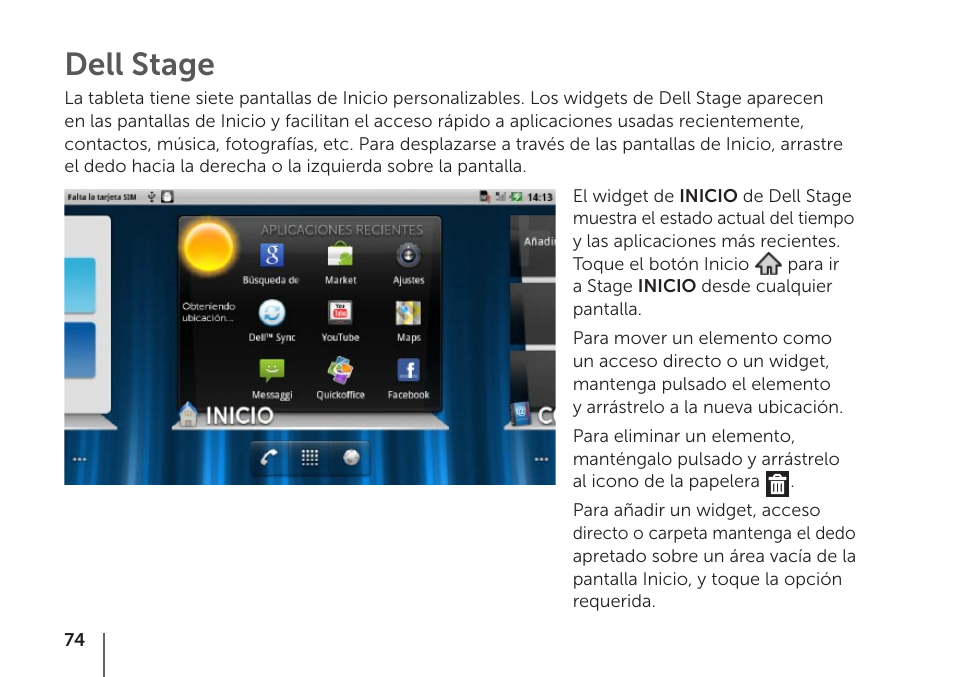 Dell stage | Dell STREAK mobile User Manual | Page 76 / 84