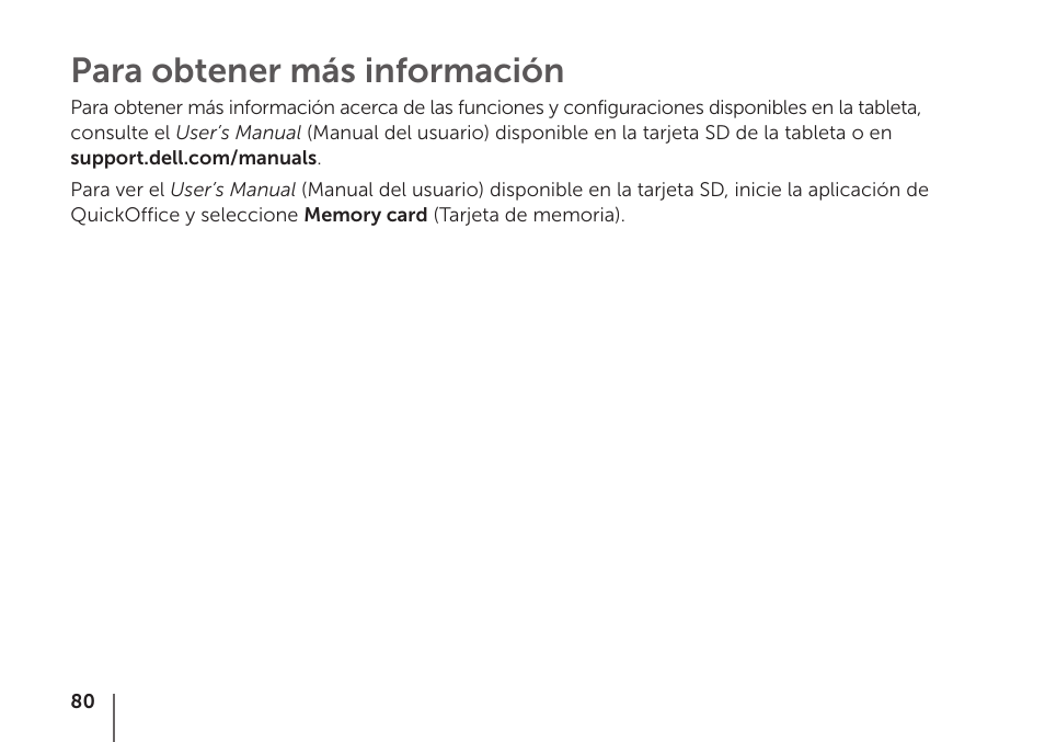 Para obtener más información | Dell STREAK mobile User Manual | Page 82 / 84