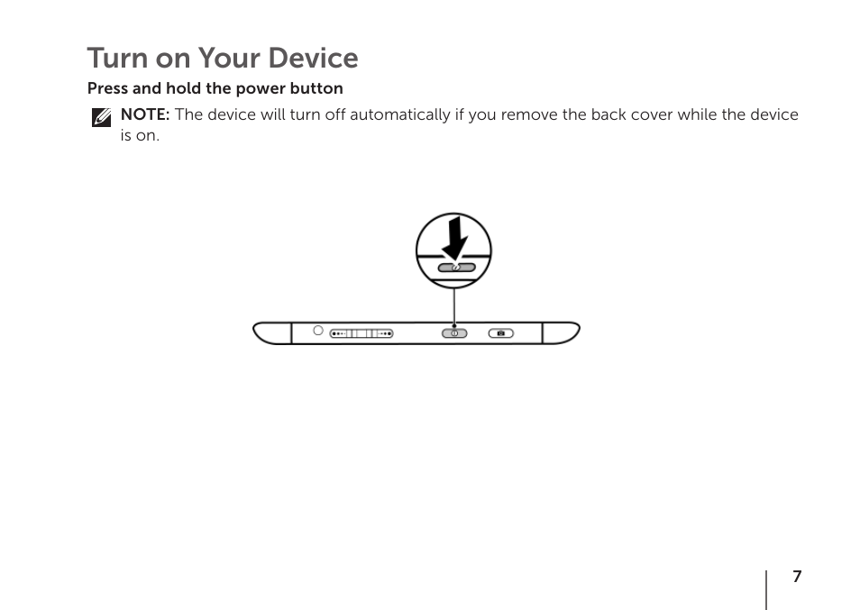 Turn on your device | Dell STREAK mobile User Manual | Page 9 / 84