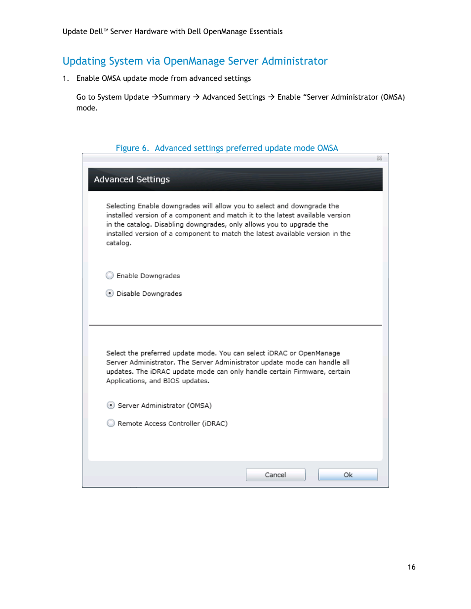 Advanced settings preferred update mode omsa, Figure 6 | Dell POWEREDGE R720 User Manual | Page 16 / 34