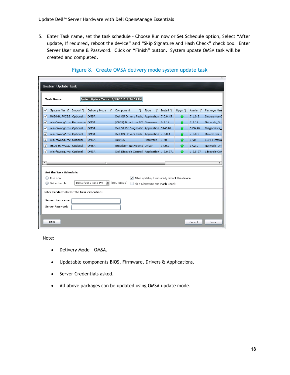 Create omsa delivery mode system update task, Figure 8 | Dell POWEREDGE R720 User Manual | Page 18 / 34