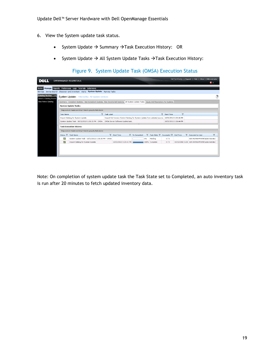 System update task (omsa) execution status, Figure 9 | Dell POWEREDGE R720 User Manual | Page 19 / 34