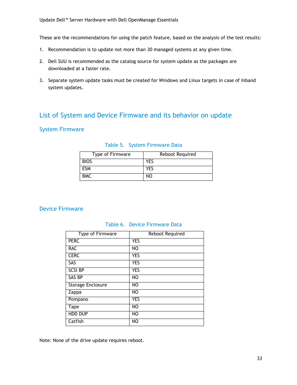 System firmware, Device firmware | Dell POWEREDGE R720 User Manual | Page 33 / 34