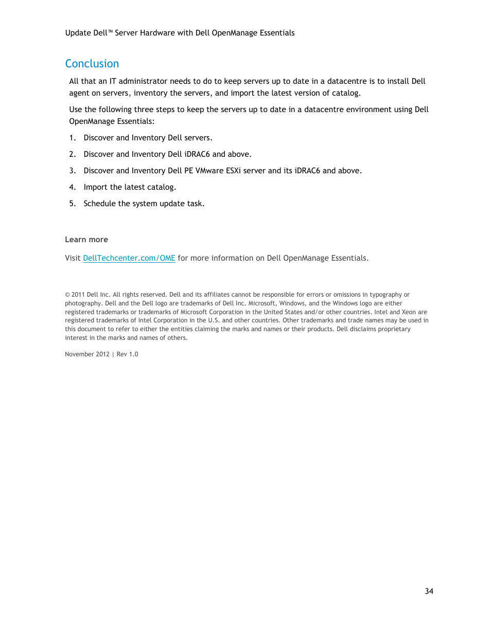 Conclusion | Dell POWEREDGE R720 User Manual | Page 34 / 34