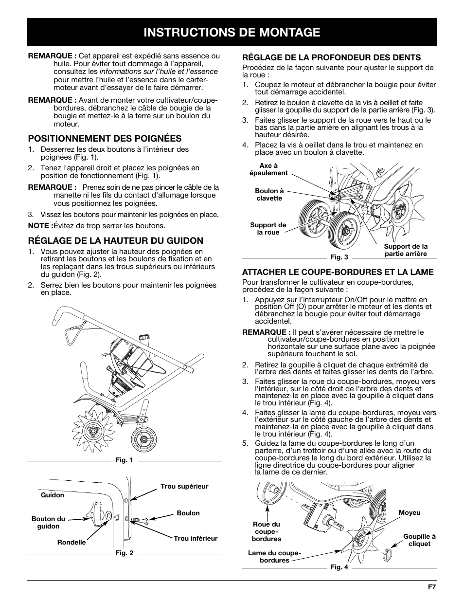 Instructions de montage | Troy-Bilt TB144 User Manual | Page 29 / 72