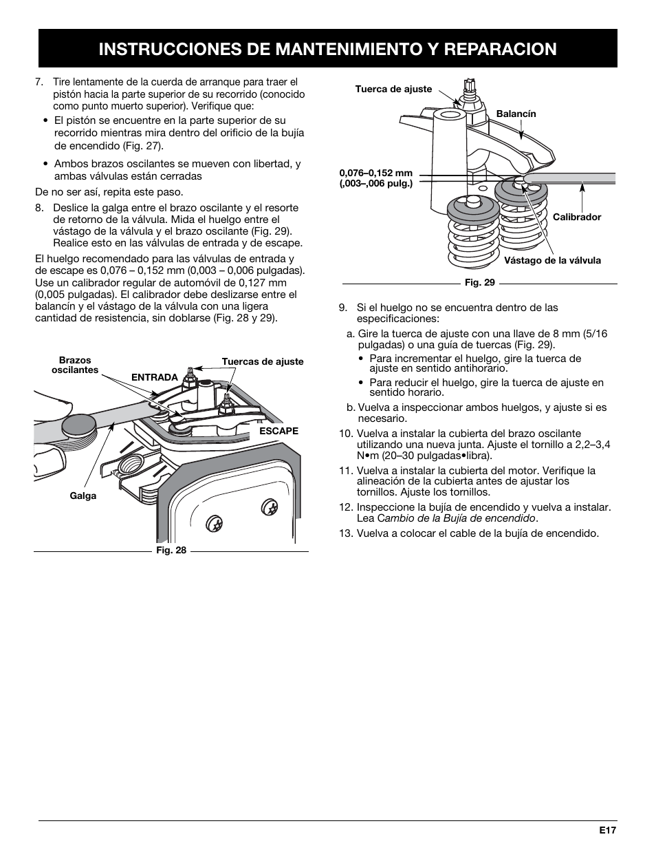 Instrucciones de mantenimiento y reparacion | Troy-Bilt TB144 User Manual | Page 63 / 72