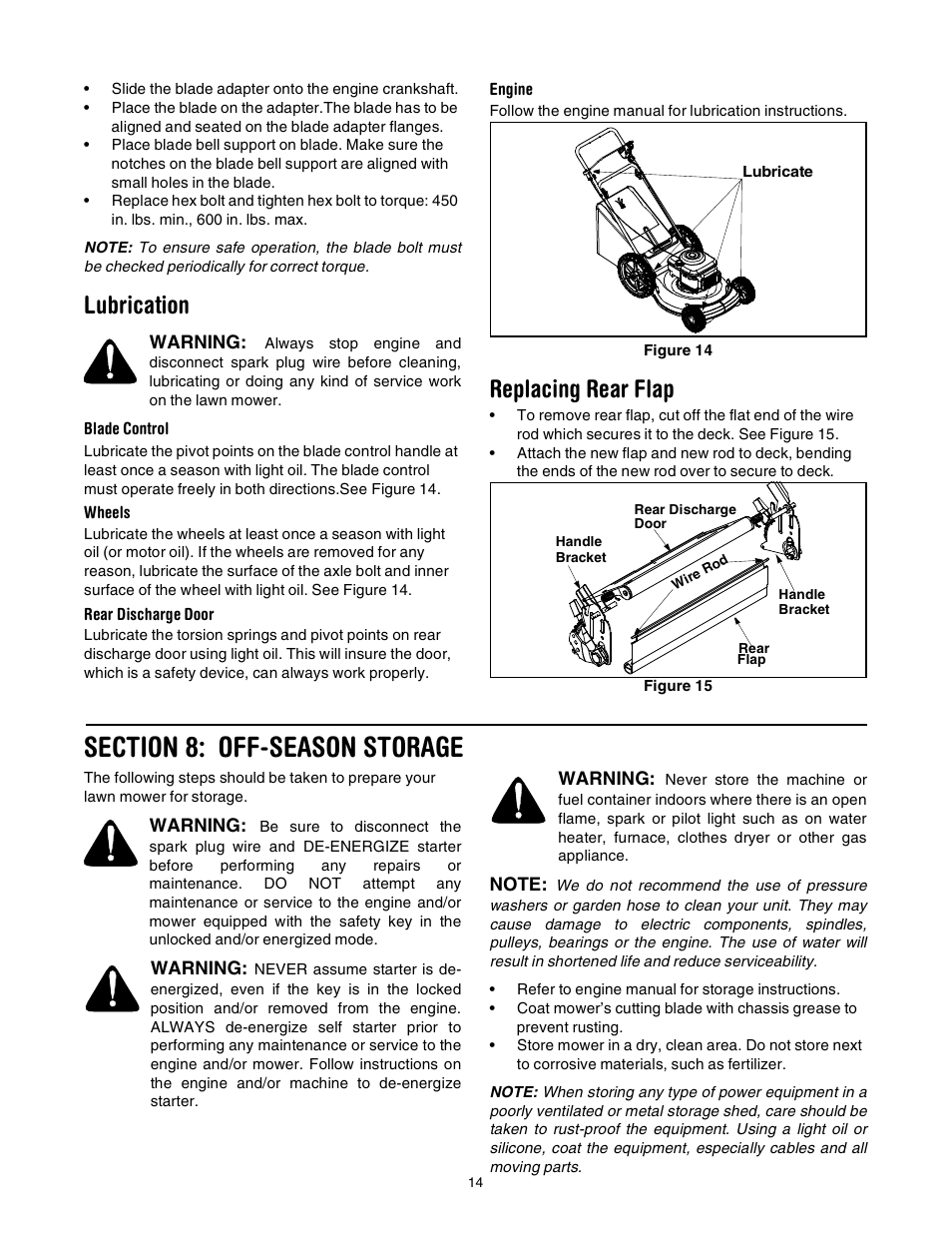 Lubrication, Replacing rear flap | MTD 21” Self Starter 589 User Manual | Page 14 / 18