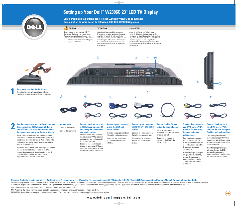 Dell LCD TV W2306C User Manual | 2 pages