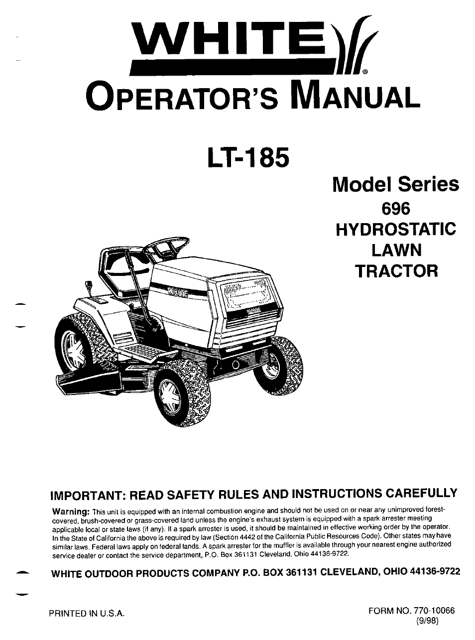 Bolens LT-185 User Manual | 36 pages
