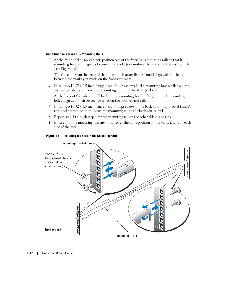 Figure 1-6, Installing the versarails mounting rails | Dell PowerEdge SC1425 User Manual | Page 14 / 134