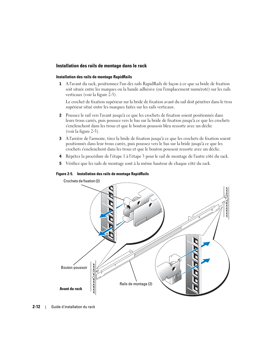 Installation des rails de montage dans le rack, Figure 2-5, Installation des rails de montage rapidrails | Dell PowerEdge SC1425 User Manual | Page 38 / 134