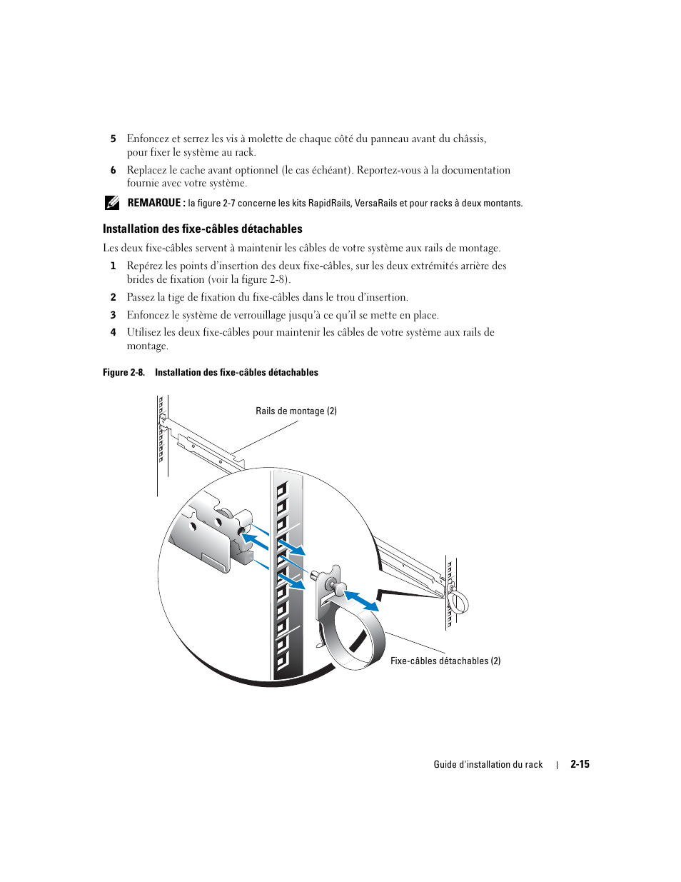 Installation des fixe-câbles détachables, Figure 2-8 | Dell PowerEdge SC1425 User Manual | Page 41 / 134
