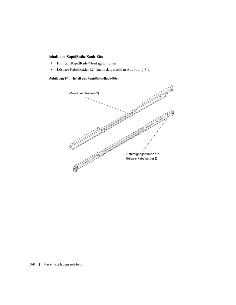 Inhalt des rapidrails-rack-kits, Abbildung 3-1 | Dell PowerEdge SC1425 User Manual | Page 60 / 134