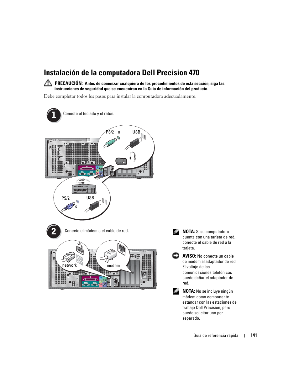 Instalación de la computadora dell precision 470 | Dell Precision 470 User Manual | Page 141 / 168