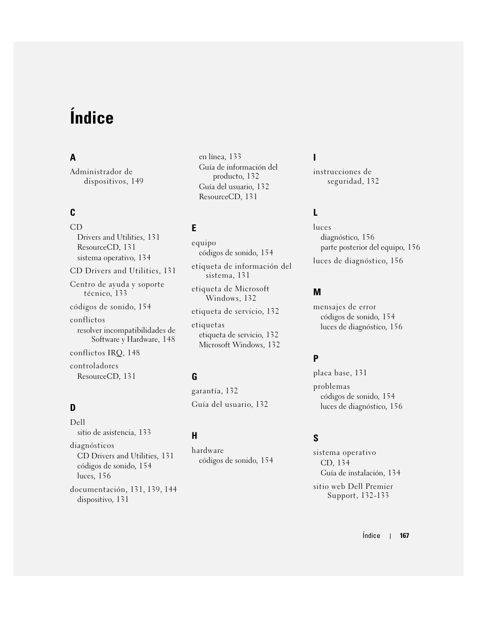 Índice | Dell Precision 470 User Manual | Page 167 / 168