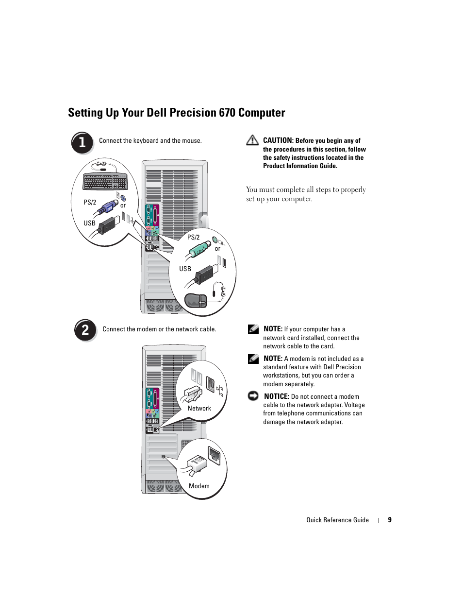 Setting up your dell precision 670 computer | Dell Precision 470 User Manual | Page 9 / 168