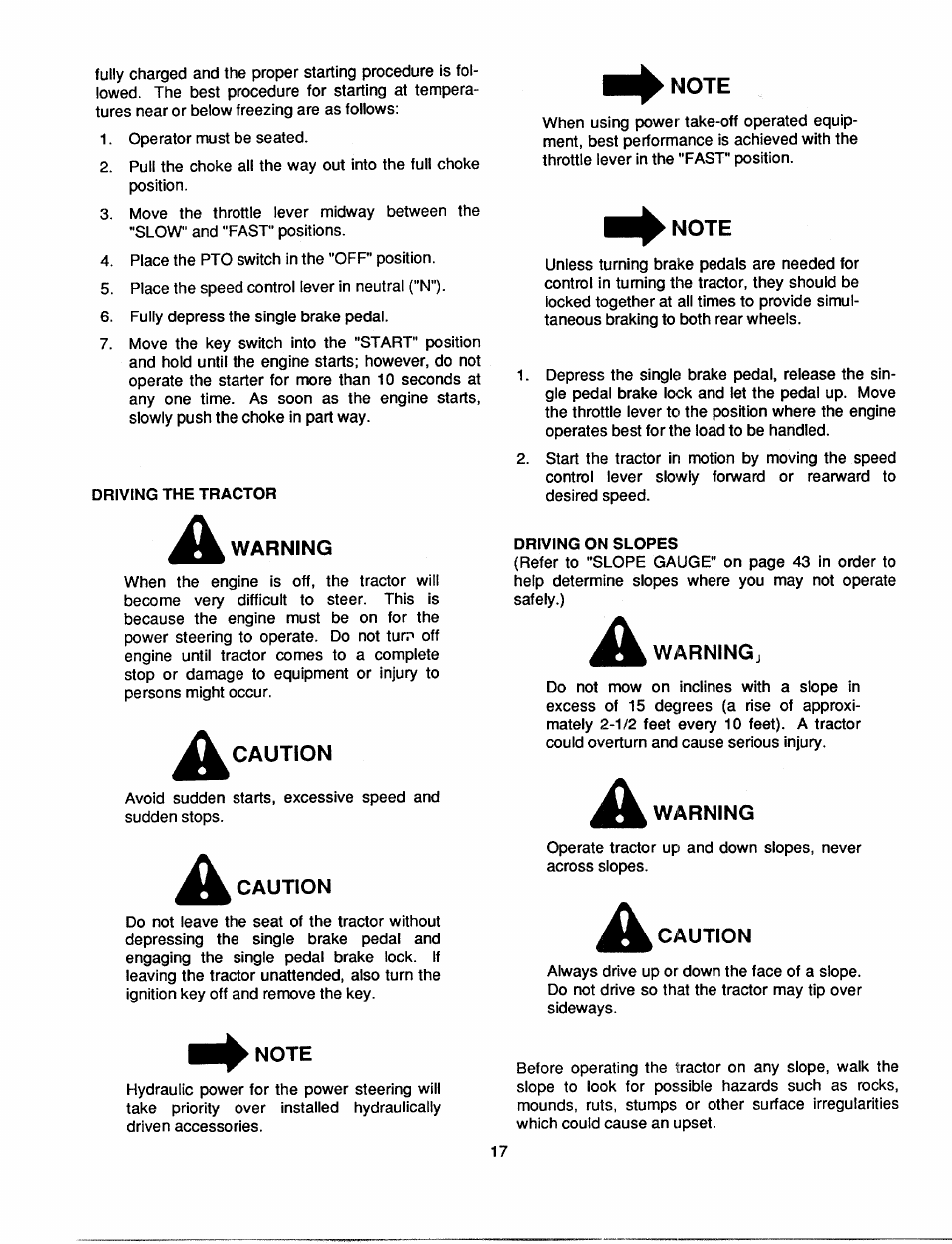 Warning, Caution, Note | Warningj | Bolens 2182 User Manual | Page 17 / 44