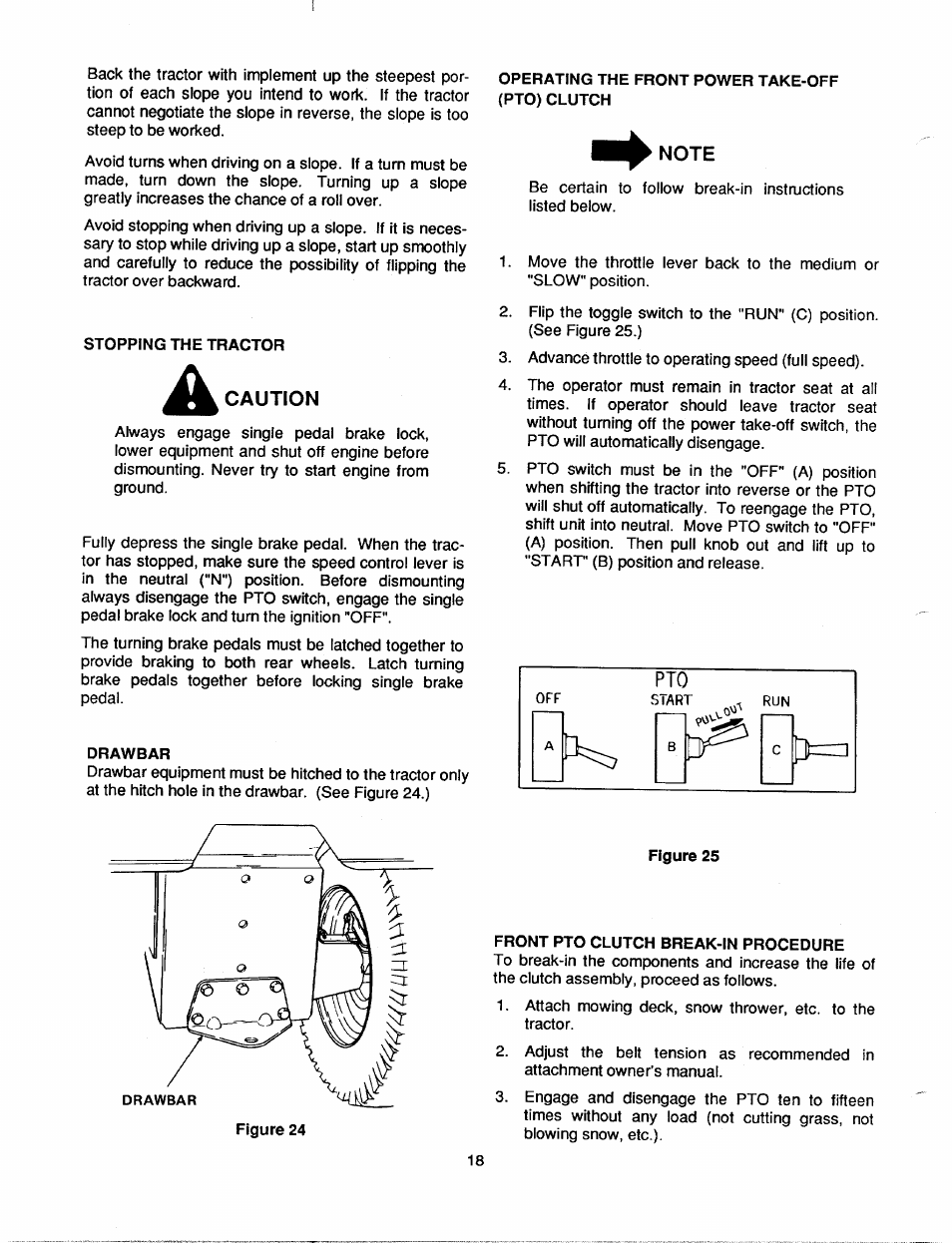 Caution, Note | Bolens 2182 User Manual | Page 18 / 44