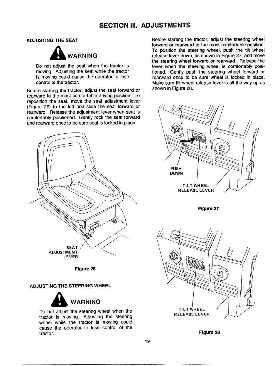 Warning | Bolens 2182 User Manual | Page 19 / 44