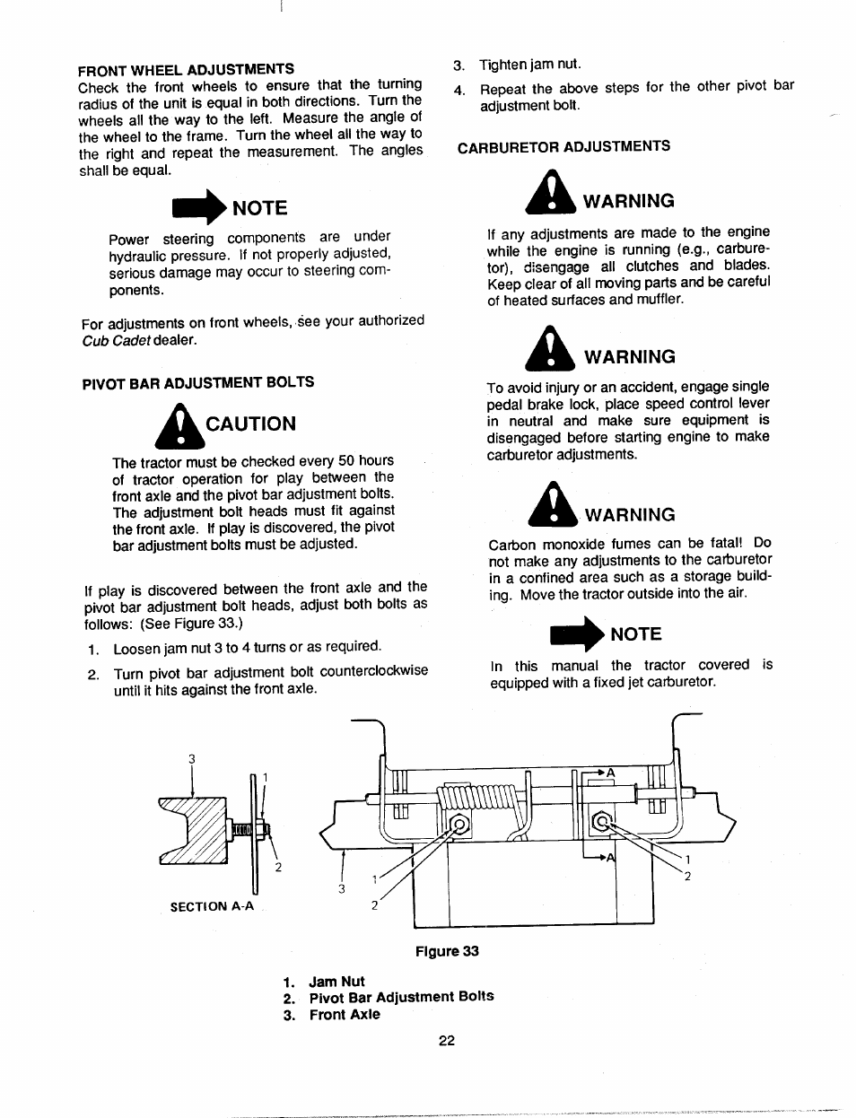 Note, Caution, Warning | Bolens 2182 User Manual | Page 22 / 44