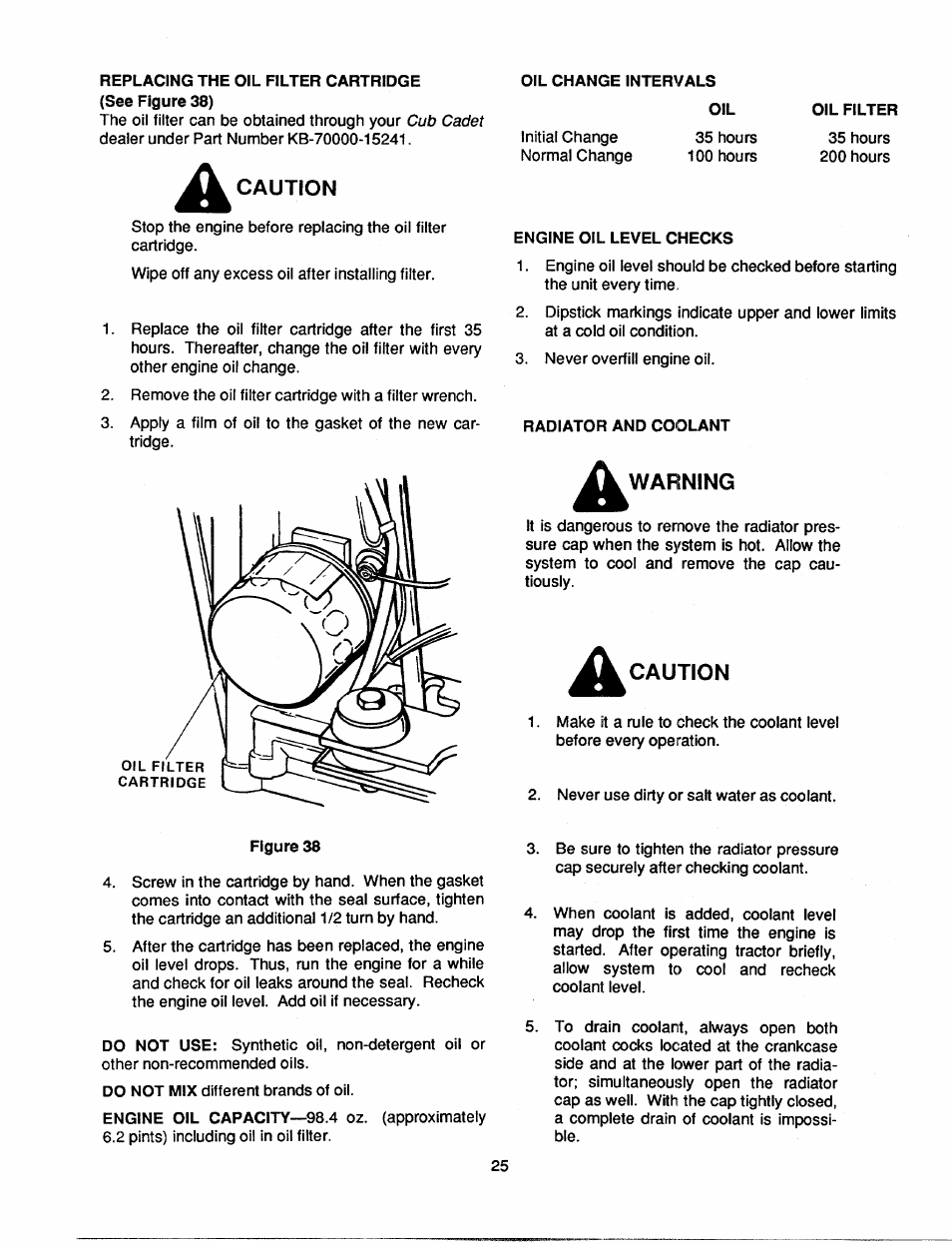 Caution, Warning | Bolens 2182 User Manual | Page 25 / 44