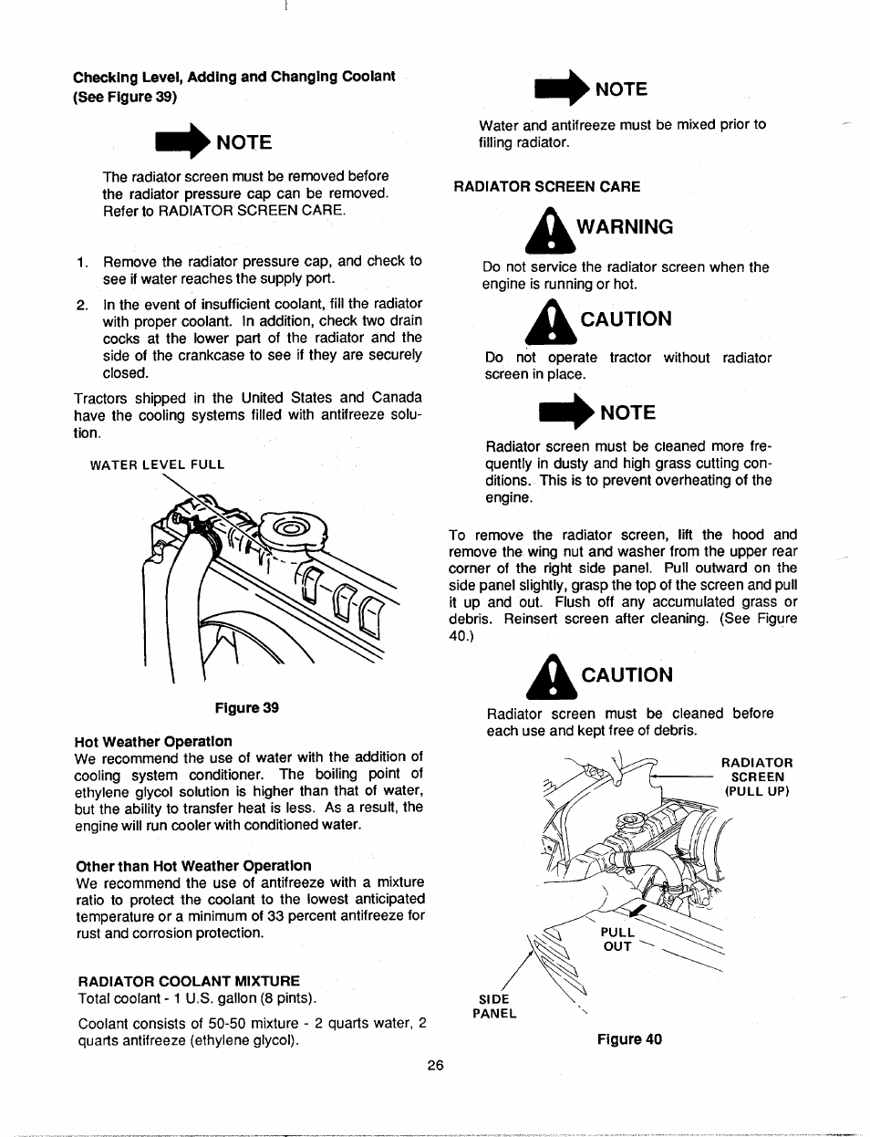 Note, Warning | Bolens 2182 User Manual | Page 26 / 44