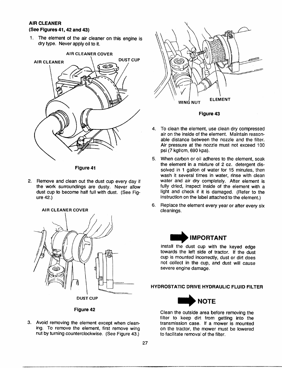 Important, Note | Bolens 2182 User Manual | Page 27 / 44