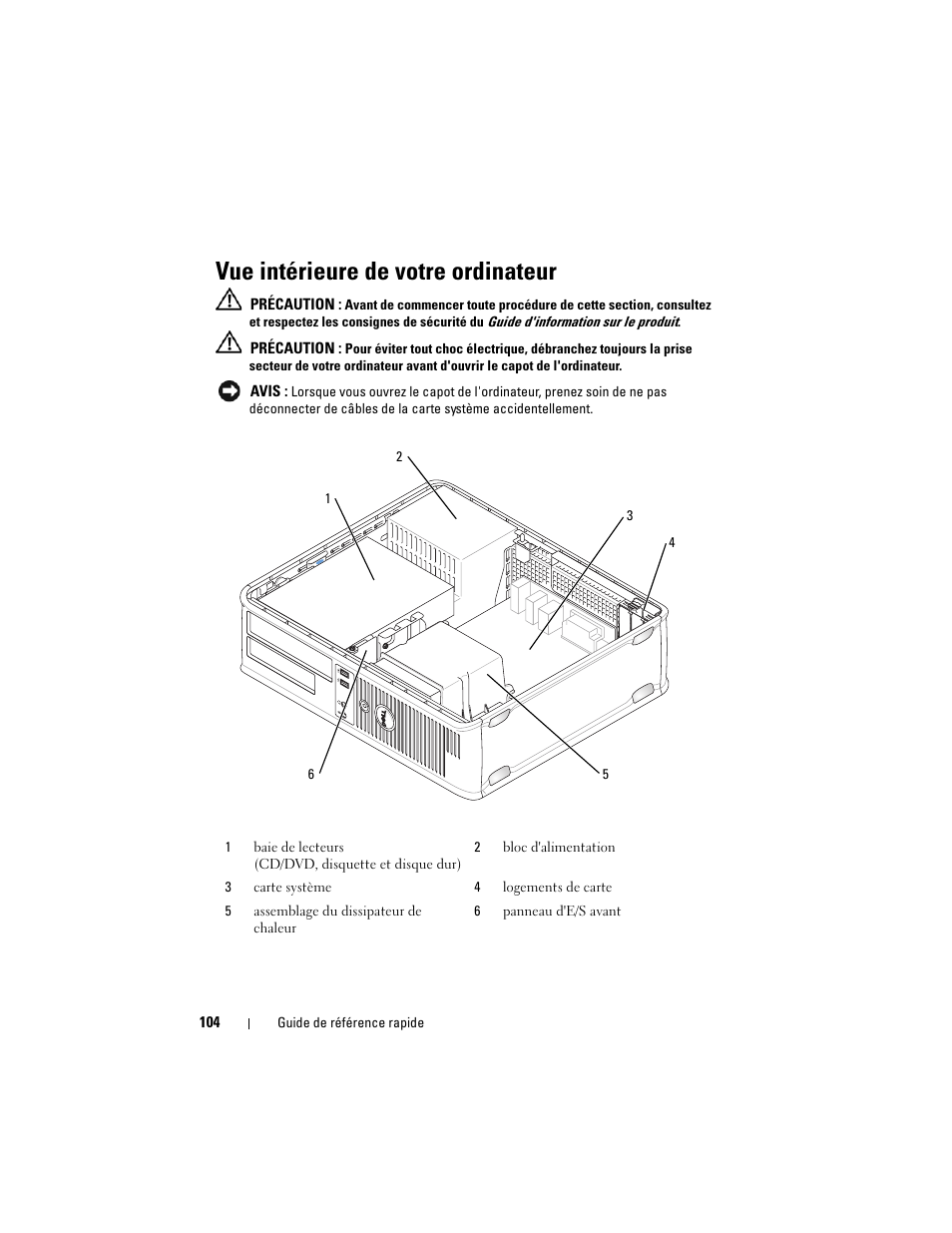 Vue intérieure de votre ordinateur | Dell OptiPlex 330 (Late 2007) User Manual | Page 104 / 412