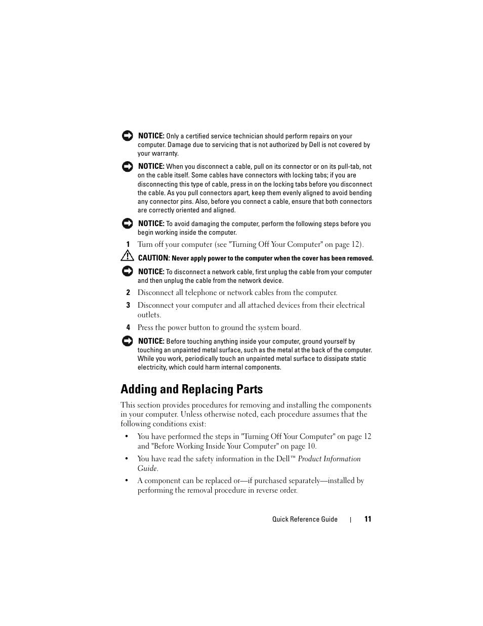 Adding and replacing parts | Dell OptiPlex 330 (Late 2007) User Manual | Page 11 / 412