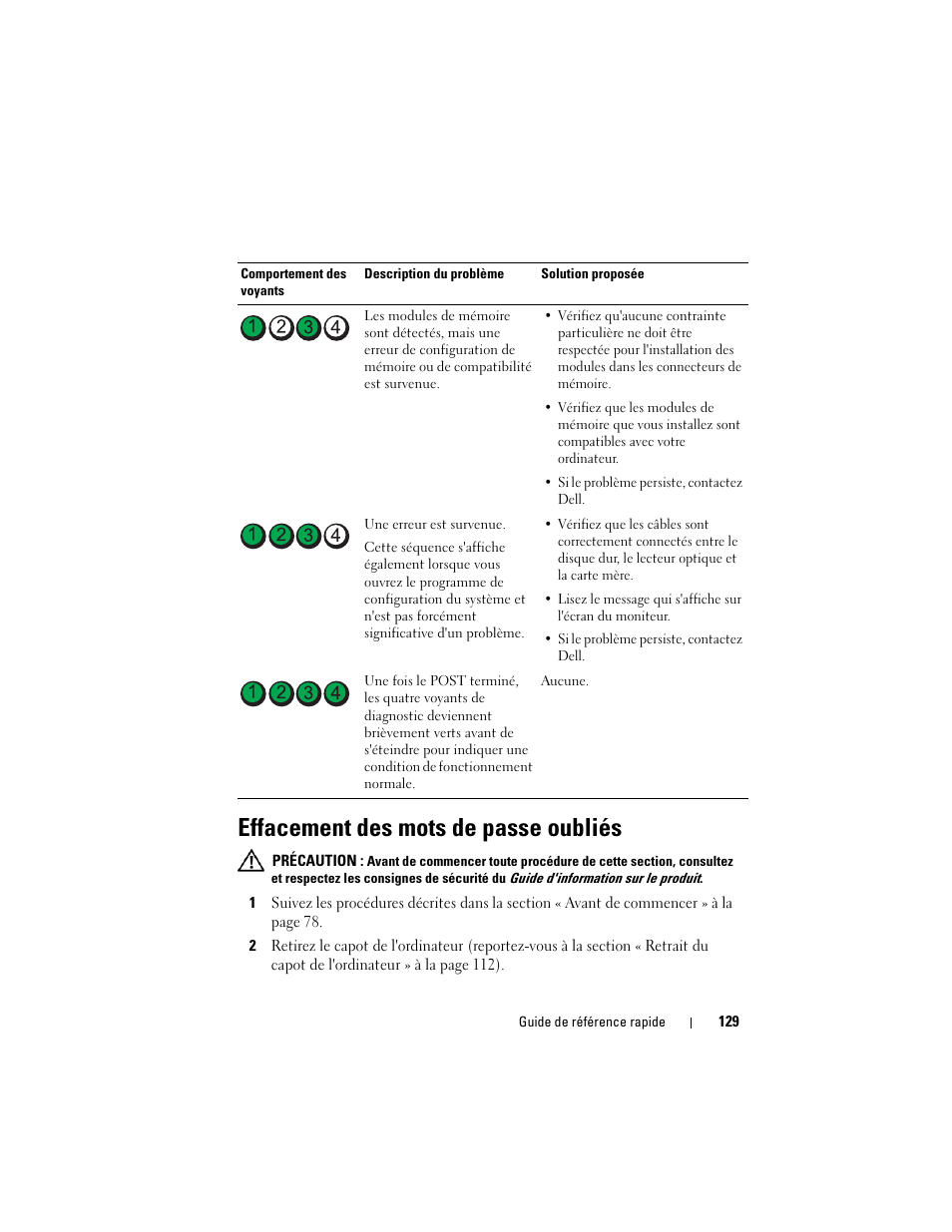 Effacement des mots de passe oubliés | Dell OptiPlex 330 (Late 2007) User Manual | Page 129 / 412