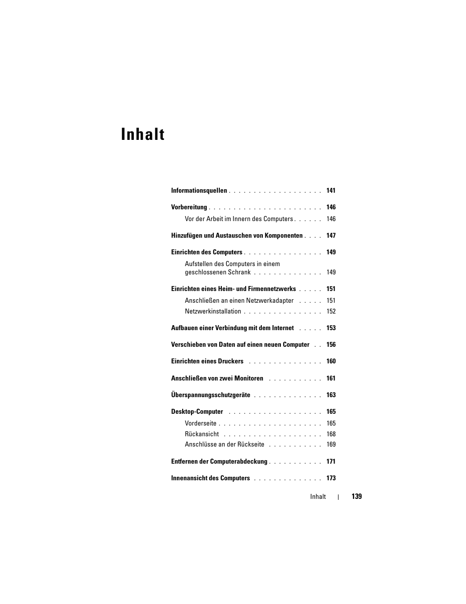 Inhalt | Dell OptiPlex 330 (Late 2007) User Manual | Page 139 / 412