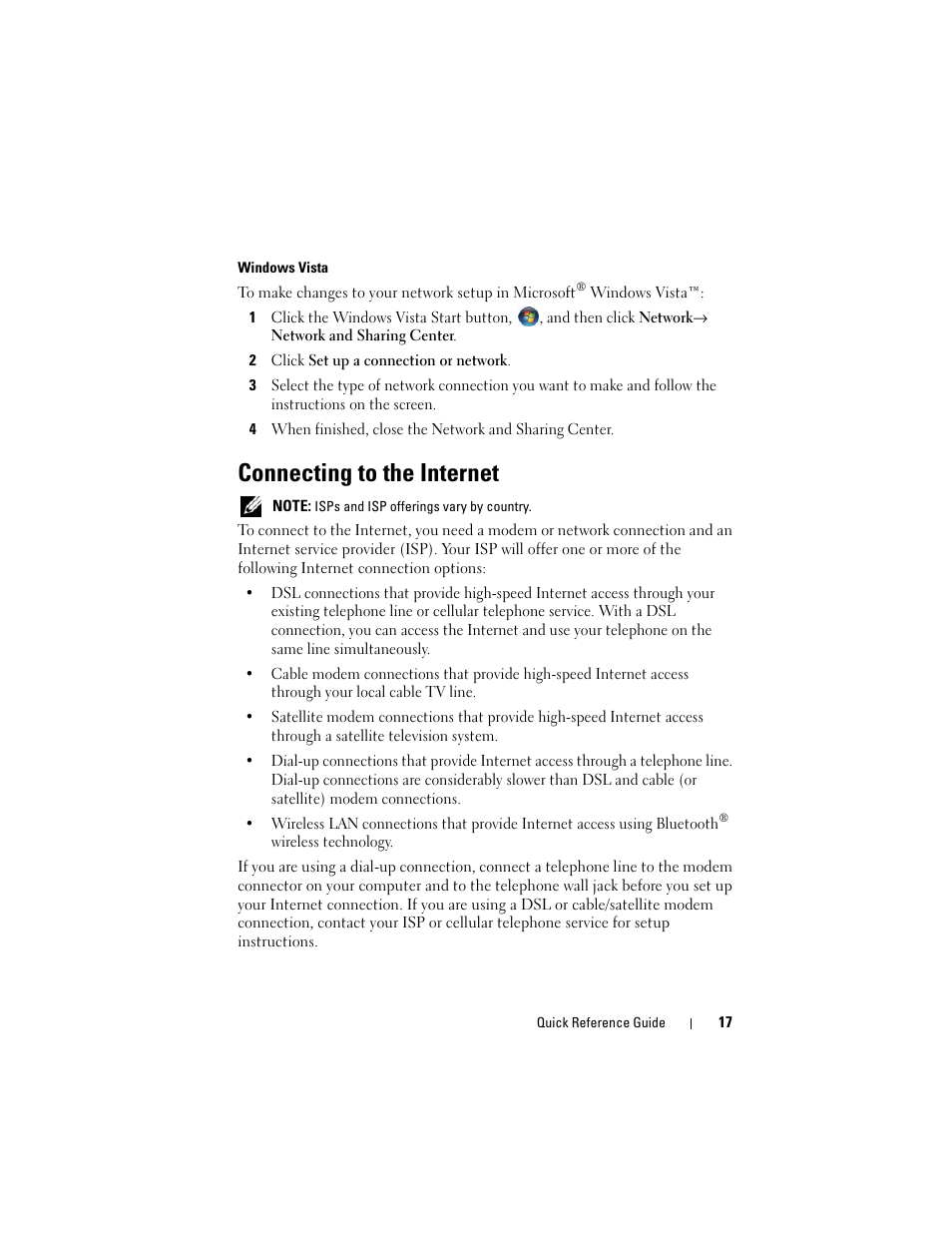 Connecting to the internet | Dell OptiPlex 330 (Late 2007) User Manual | Page 17 / 412