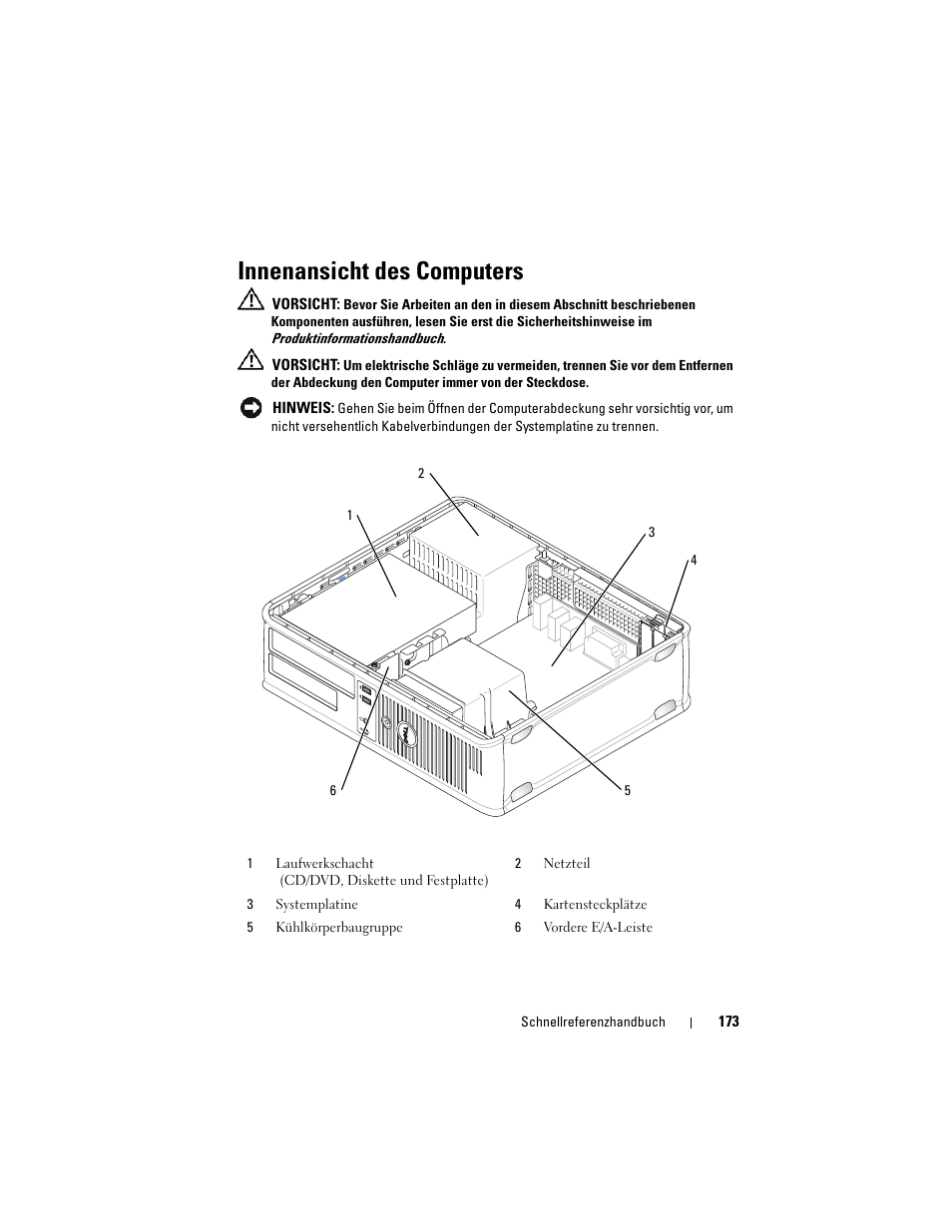 Innenansicht des computers | Dell OptiPlex 330 (Late 2007) User Manual | Page 173 / 412