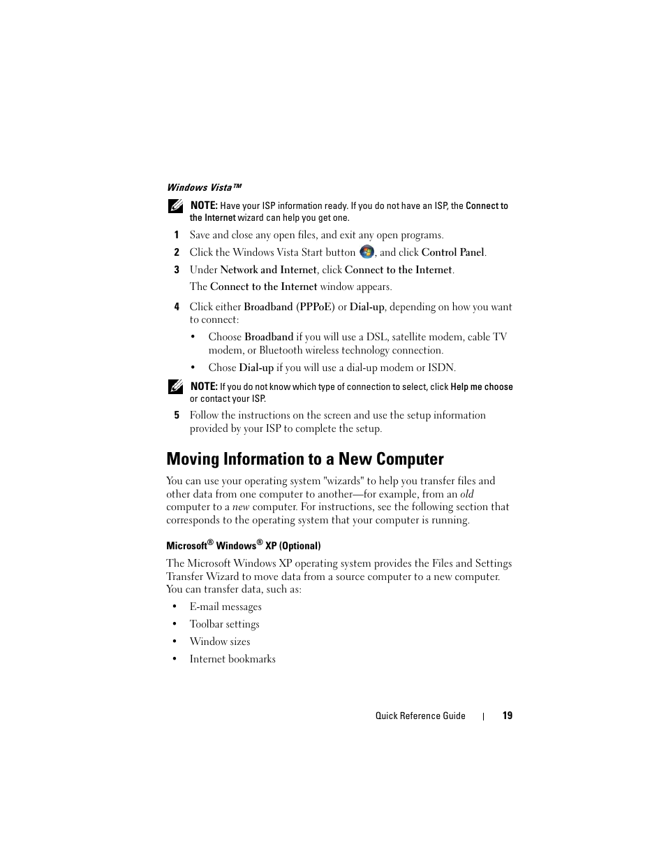 Moving information to a new computer | Dell OptiPlex 330 (Late 2007) User Manual | Page 19 / 412