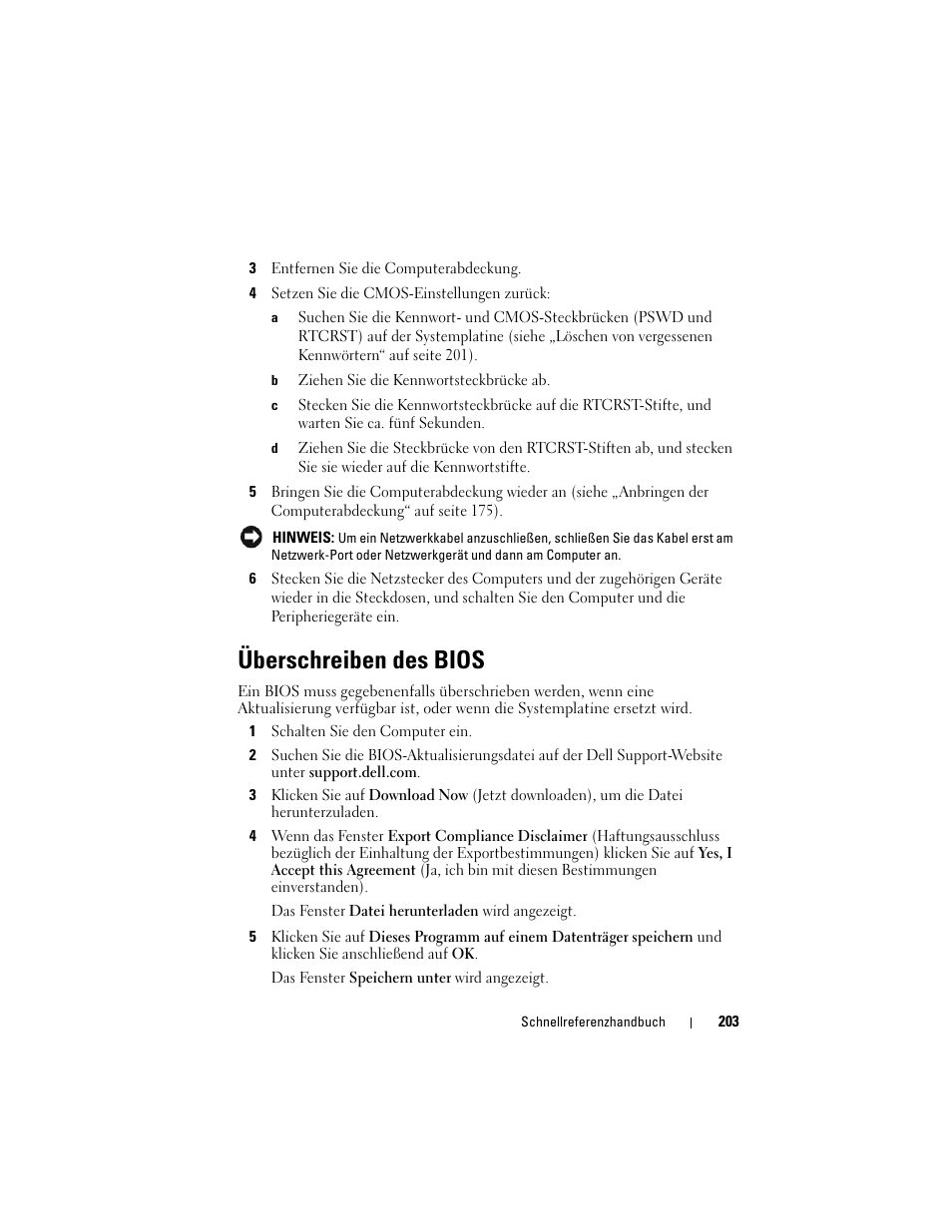 Überschreiben des bios | Dell OptiPlex 330 (Late 2007) User Manual | Page 203 / 412