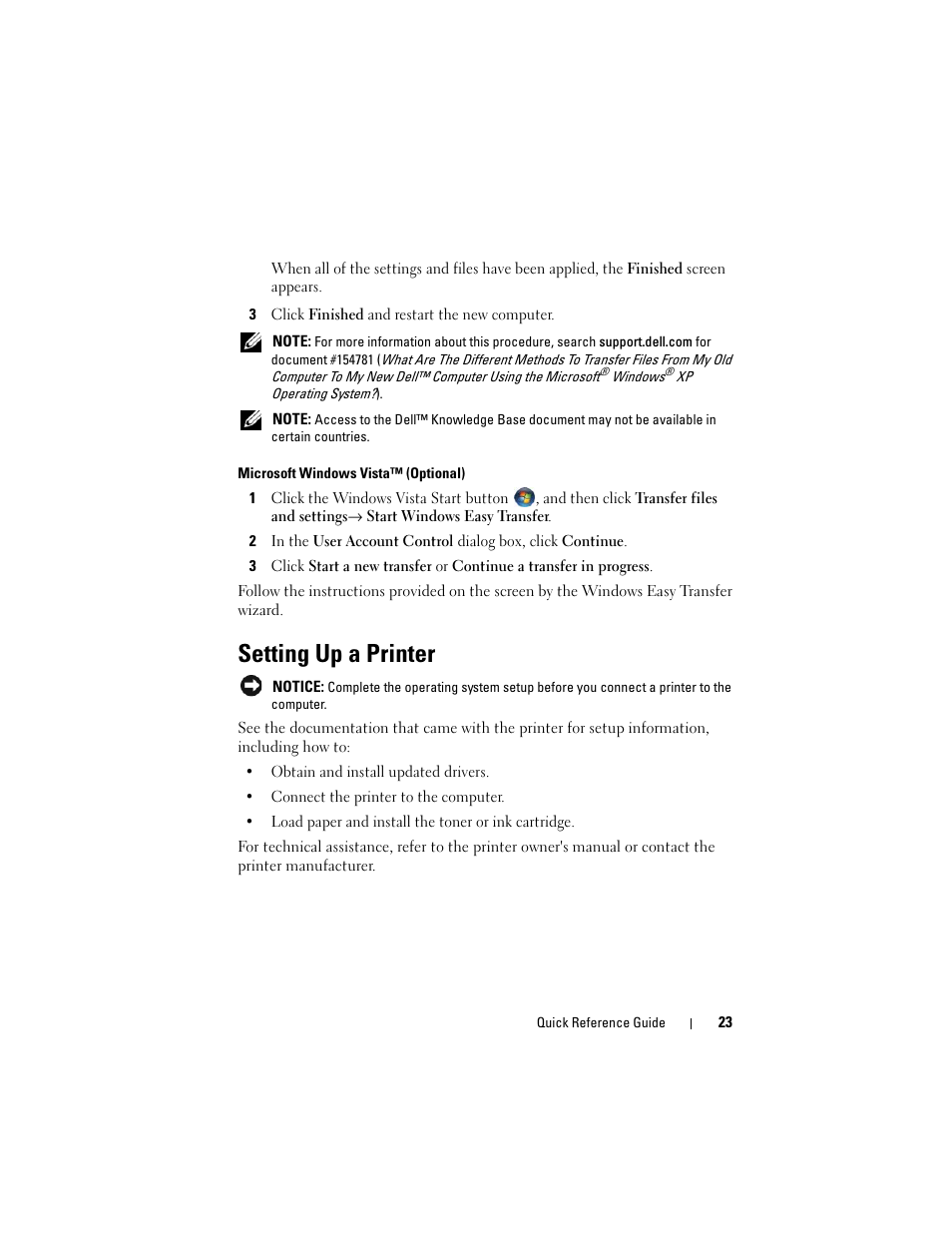 Setting up a printer | Dell OptiPlex 330 (Late 2007) User Manual | Page 23 / 412