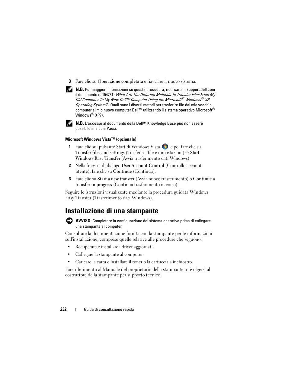 Installazione di una stampante | Dell OptiPlex 330 (Late 2007) User Manual | Page 232 / 412