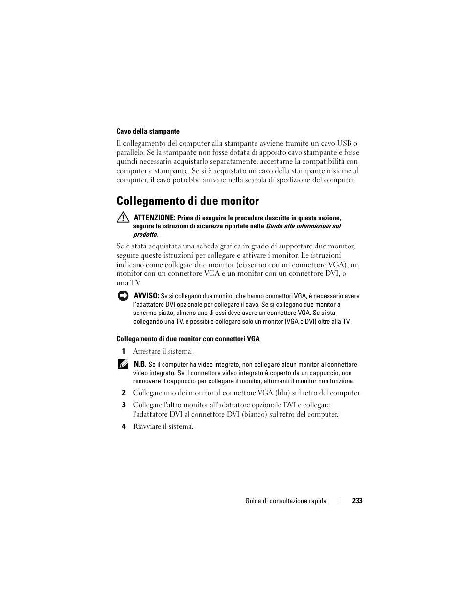 Collegamento di due monitor | Dell OptiPlex 330 (Late 2007) User Manual | Page 233 / 412