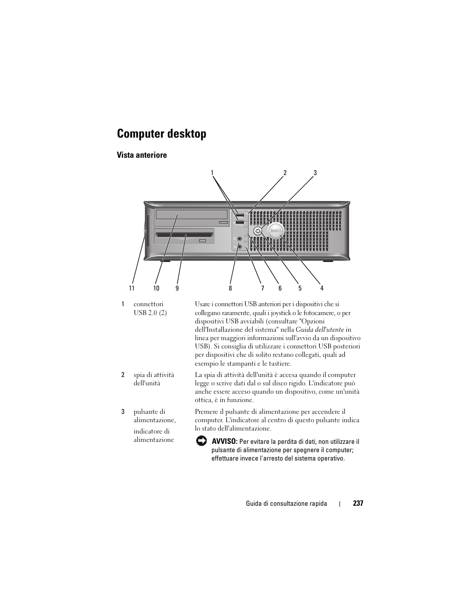 Computer desktop, Vista anteriore | Dell OptiPlex 330 (Late 2007) User Manual | Page 237 / 412