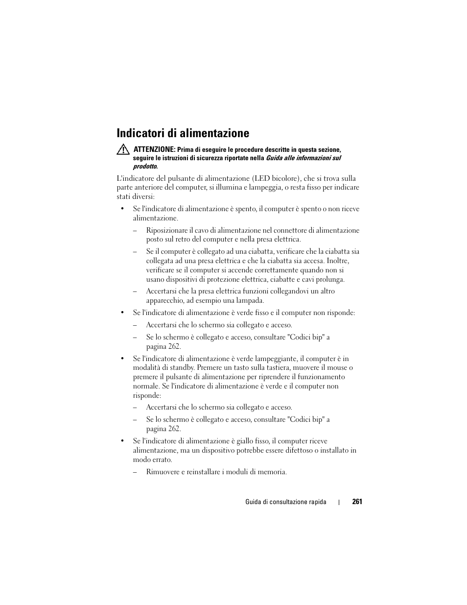 Indicatori di alimentazione | Dell OptiPlex 330 (Late 2007) User Manual | Page 261 / 412