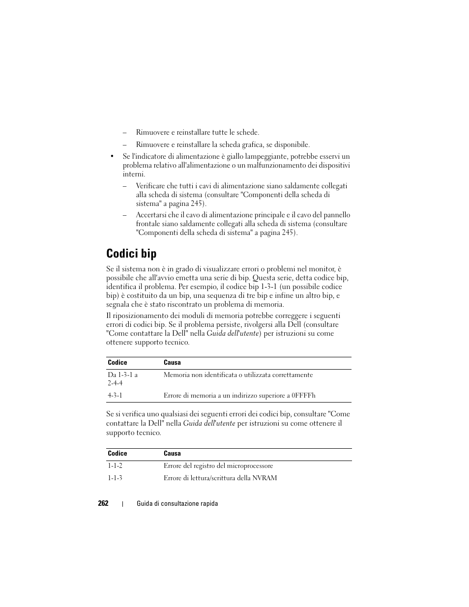 Codici bip | Dell OptiPlex 330 (Late 2007) User Manual | Page 262 / 412