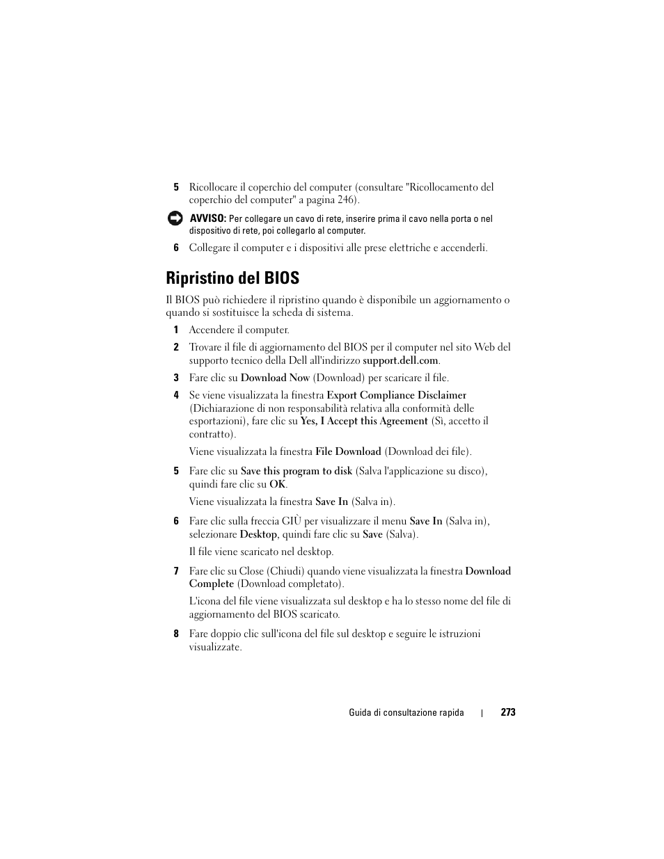 Ripristino del bios | Dell OptiPlex 330 (Late 2007) User Manual | Page 273 / 412