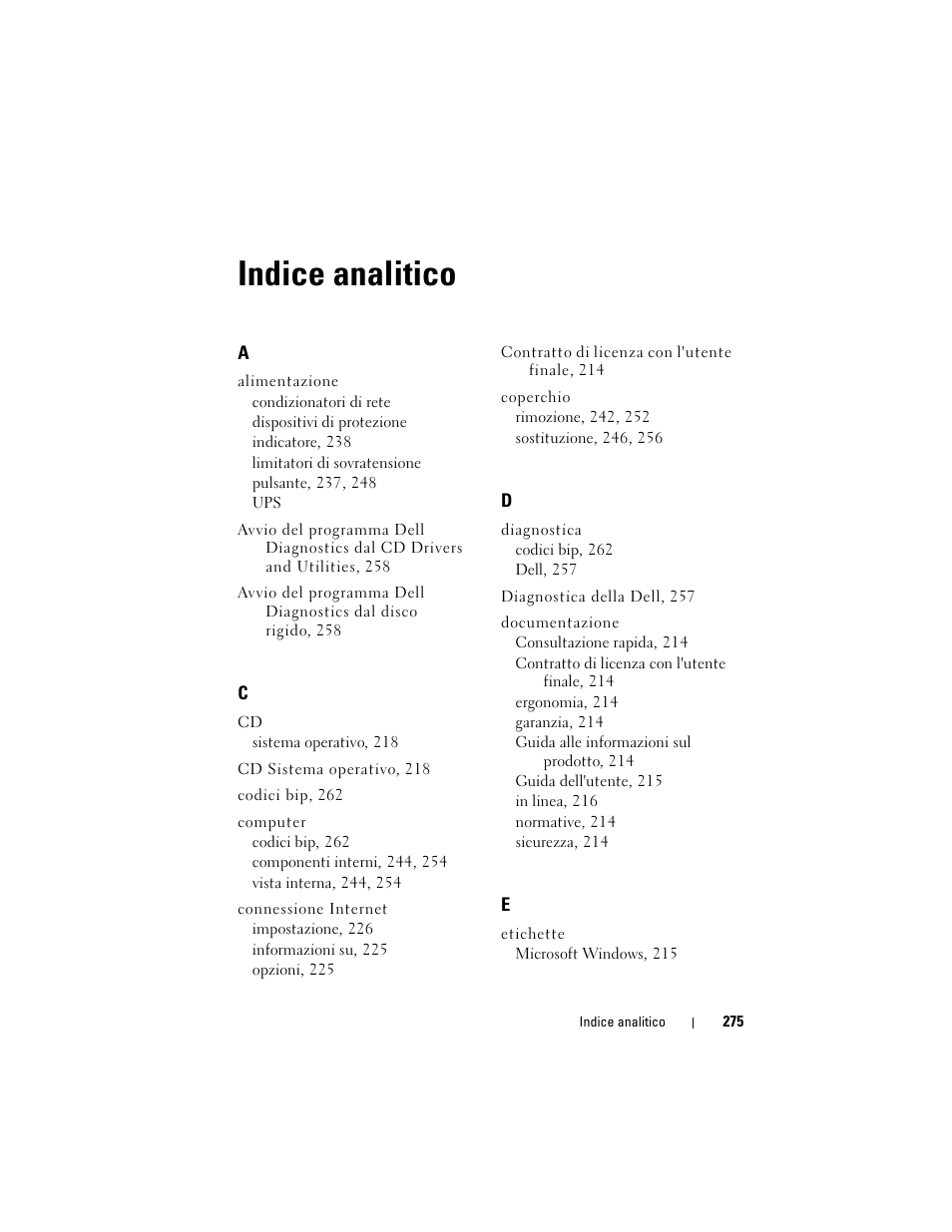 Indice analitico | Dell OptiPlex 330 (Late 2007) User Manual | Page 275 / 412