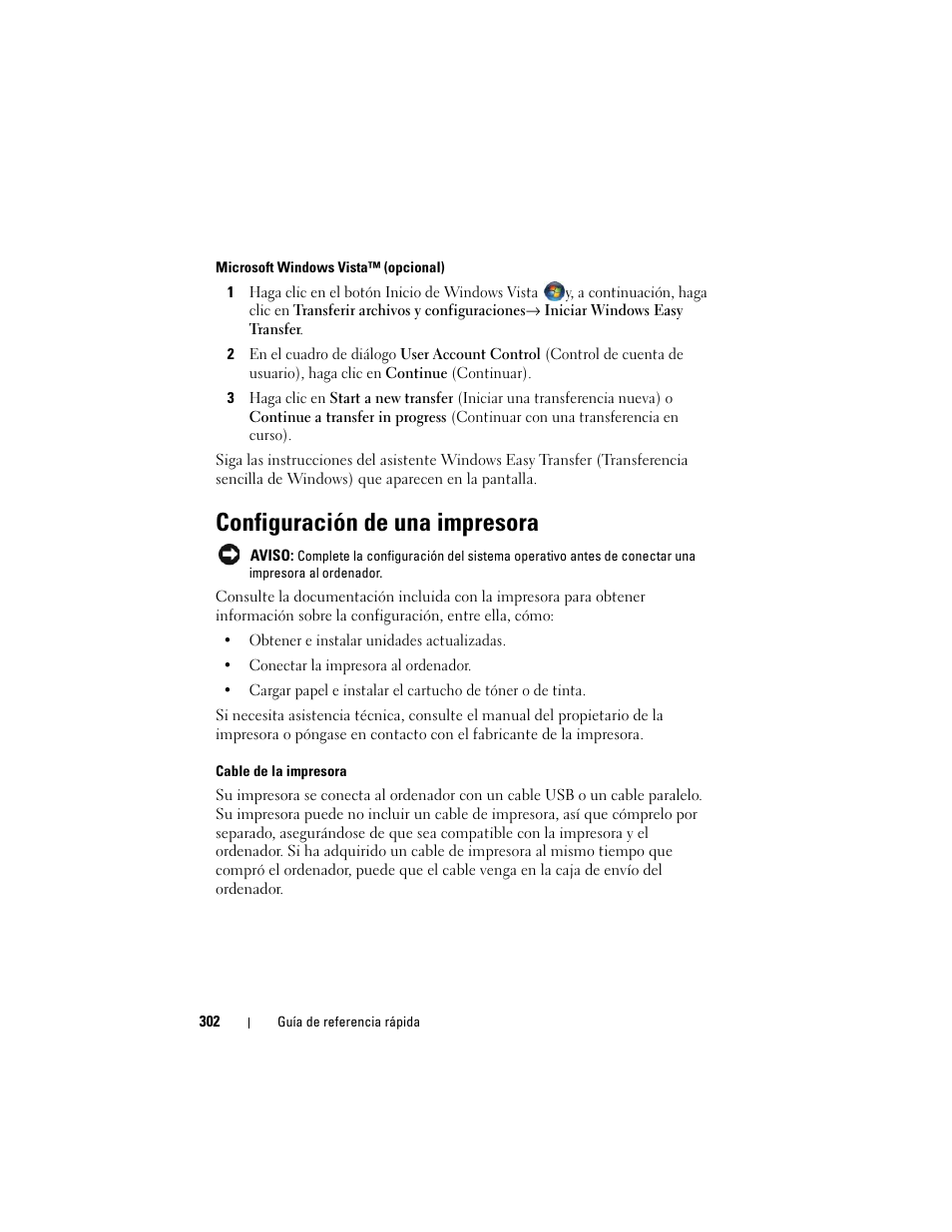 Configuración de una impresora | Dell OptiPlex 330 (Late 2007) User Manual | Page 302 / 412